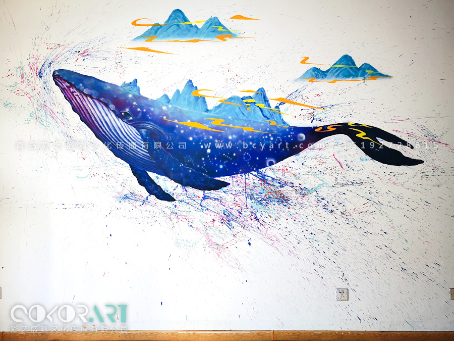 鲸鱼手绘墙墙绘