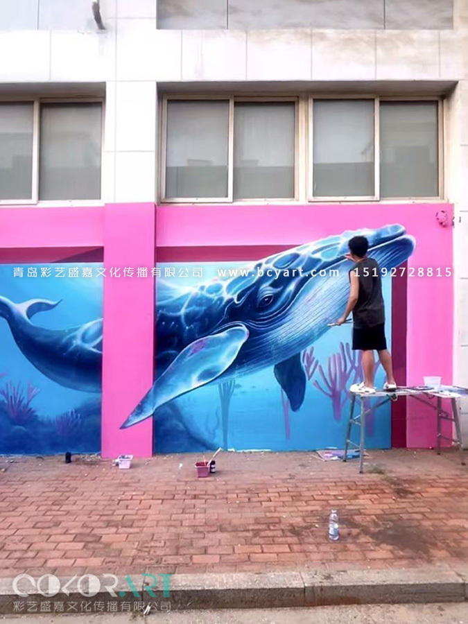 鲸鱼墙绘