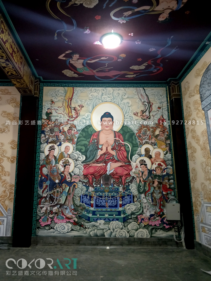 寺庙彩绘,佛堂彩绘,寺庙壁画,佛堂壁画,青岛寺庙彩绘,庙宇彩绘,庙宇